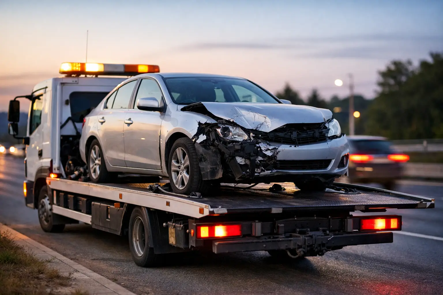 Platformă auto pentru mașini avariate, non-stop