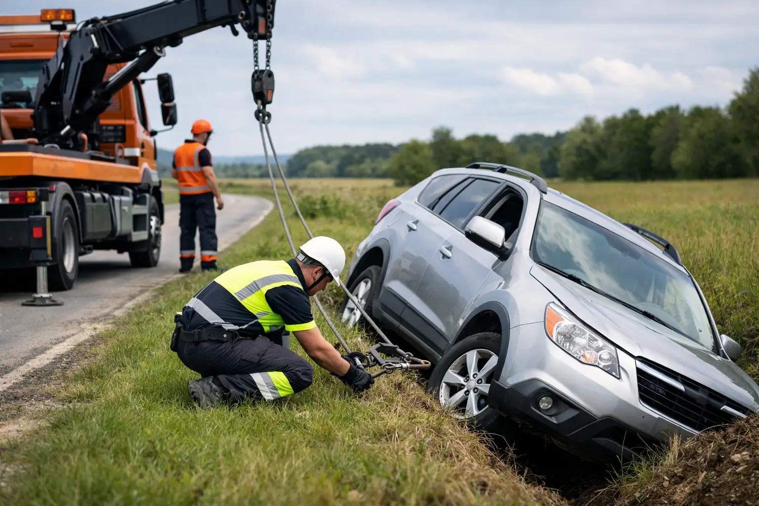 Recuperare auto din șanț, fără riscuri